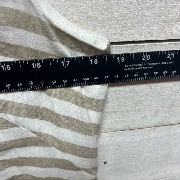 Eliza J Dress Womens 10‎ Beige White Linen Cotton Sleeveless Stripe Sundress - Picture 11 of 12